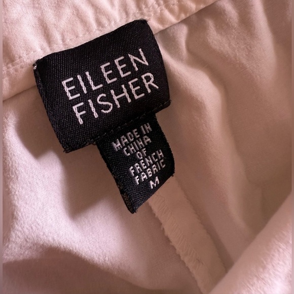 EILEEN FISHER Pants Cotton Stretch Twill Wide Cropped Side Zip White Size M - Picture 10 of 16